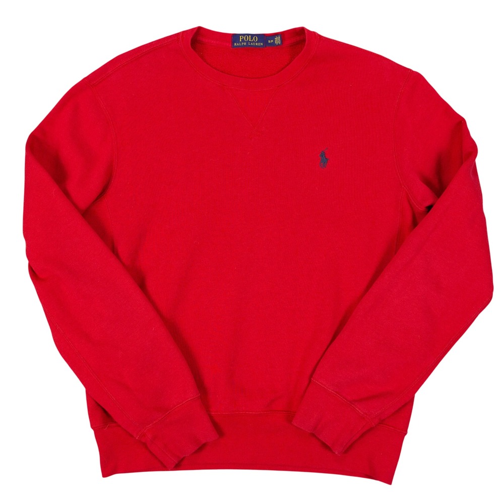 Polo Ralph Lauren Crewneck Sweatshirt Mens S Red Cotton Embroidered Pony Logo